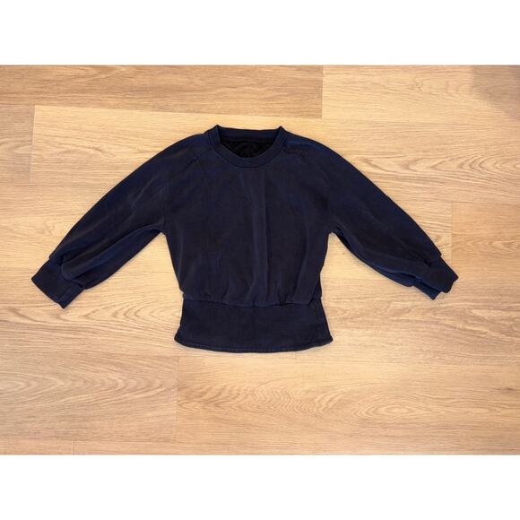 Lululemon black softstreme cropped ribbed hem waist pullover jacket size 2 - Picture 1 of 4